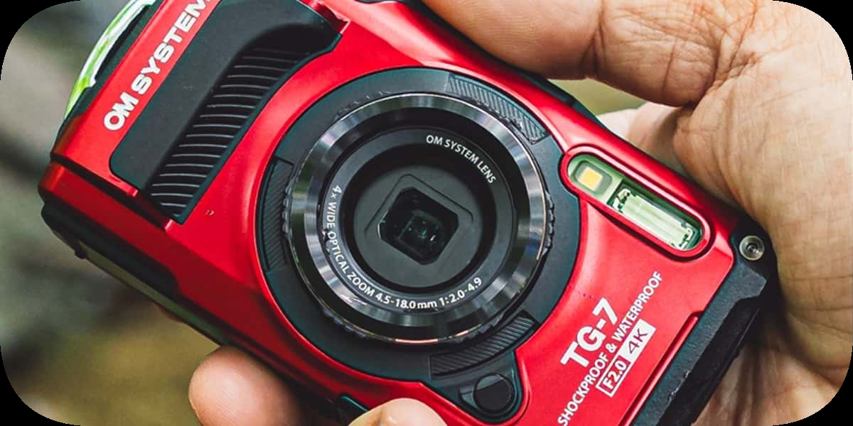 OM SYSTEM Tough TG-7 Red Underwater Camera, Waterproof, Freeze