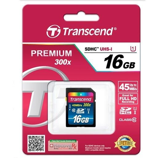 Transcend 16GB SDHC Class10 UHS-I 300X Hafıza Kartı