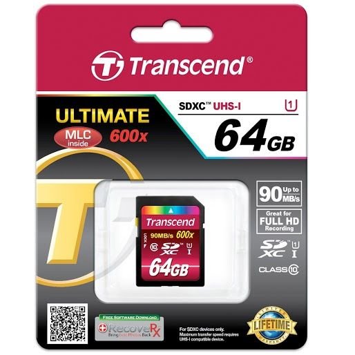 Transcend 64GB SHXC Class 10 UHS-I 600x Hafıza Kartı