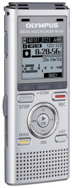 Olympus WS-821 Ses Kayıt Cihazı 2GB, 493 saat, USB + microSD